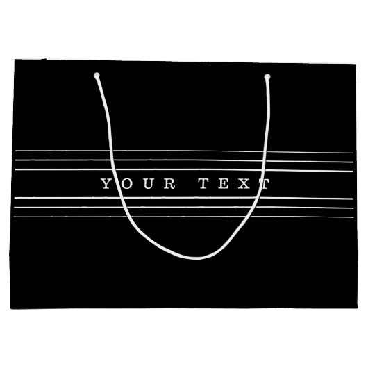 Uw aangepaste tekst en moderne strepen | Zwart-wit Groot Cadeauzakje (Achterkant)