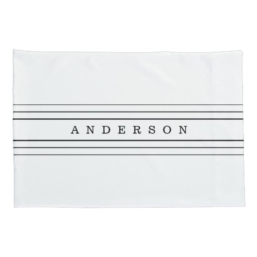 Uw aangepaste tekst en moderne strepen | Zwart-wit Kussensloop (Achterkant-Rechts)