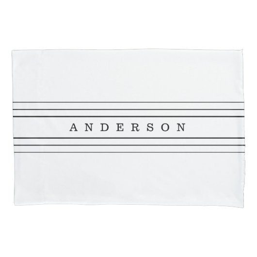 Uw aangepaste tekst en moderne strepen | Zwart-wit Kussensloop (Voorkant-Links)