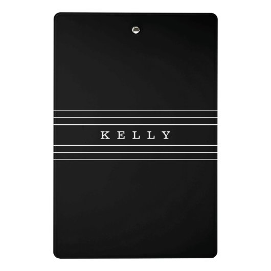 Uw aangepaste tekst en moderne strepen | Zwart-wit Mini Klembord (Achterkant)