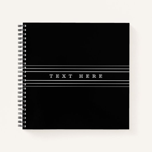 Uw aangepaste tekst en moderne strepen | Zwart-wit Notitieboek (Voorkant)