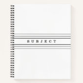 Uw aangepaste tekst en moderne strepen | Zwart-wit Notitieboek (Voorkant)