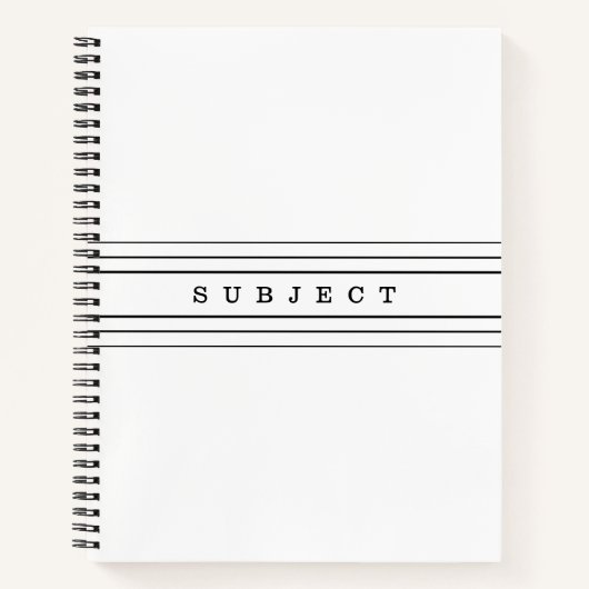 Uw aangepaste tekst en moderne strepen | Zwart-wit Notitieboek (Voorkant)