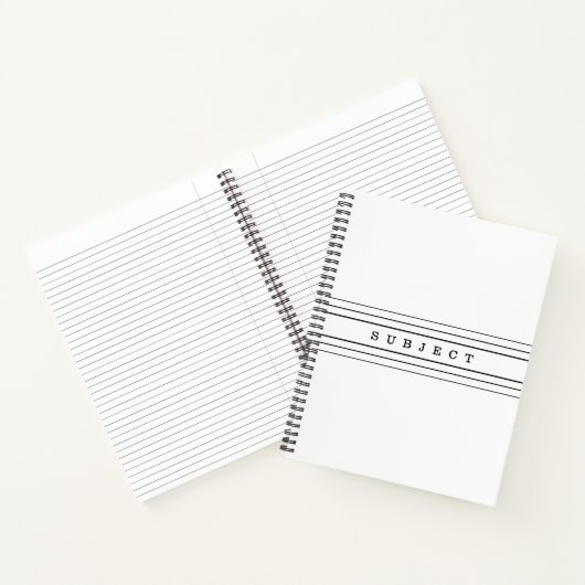 Uw aangepaste tekst en moderne strepen | Zwart-wit Notitieboek (Binnen)