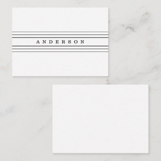 Uw aangepaste tekst en moderne strepen | Zwart-wit Notitiekaartje (Voorkant / Achterkant)