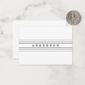 Uw aangepaste tekst en moderne strepen | Zwart-wit Notitiekaartje (Voorkant / Achterkant in situ)