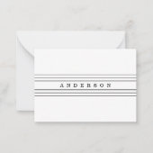 Uw aangepaste tekst en moderne strepen | Zwart-wit Notitiekaartje (Voorkant)