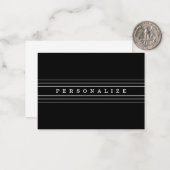 Uw aangepaste tekst en moderne strepen | Zwart-wit Notitiekaartje (Voorkant / Achterkant in situ)