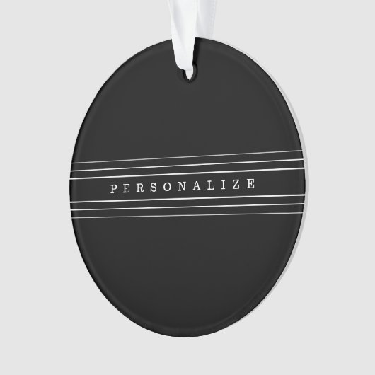 Uw aangepaste tekst en moderne strepen | Zwart-wit Ornament (voorkant)