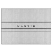 Uw aangepaste tekst en moderne strepen | Zwart-wit Snijplank (Voorkant)