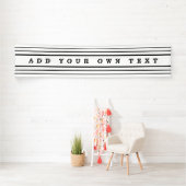 Uw aangepaste tekst en moderne strepen | Zwart-wit Spandoek (Insitu)