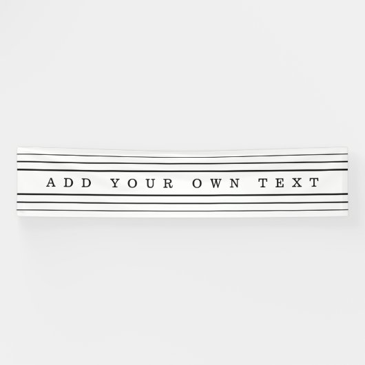 Uw aangepaste tekst en moderne strepen | Zwart-wit Spandoek (Horizontaal)