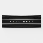 Uw aangepaste tekst en moderne strepen | Zwart-wit Spandoek (Horizontaal)