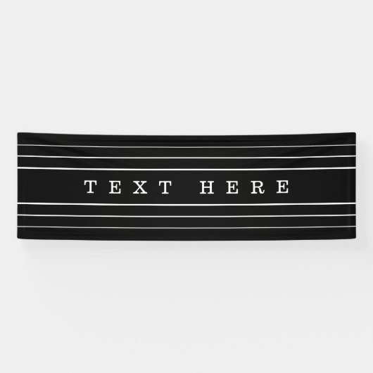 Uw aangepaste tekst en moderne strepen | Zwart-wit Spandoek (Horizontaal)