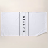 Uw aangepaste tekst en moderne strepen | Zwart-wit Strandlaken (Voorkant)