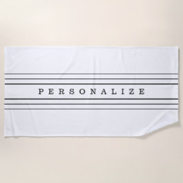 Uw aangepaste tekst en moderne strepen | Zwart-wit Strandlaken