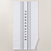 Uw aangepaste tekst en moderne strepen | Zwart-wit Strandlaken (Voorkant)