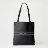 Uw aangepaste tekst en moderne strepen | Zwart-wit Tote Bag (Voorkant)