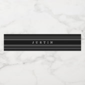 Uw aangepaste tekst en moderne strepen | Zwart-wit Waterfles Etiket (Enkel label)