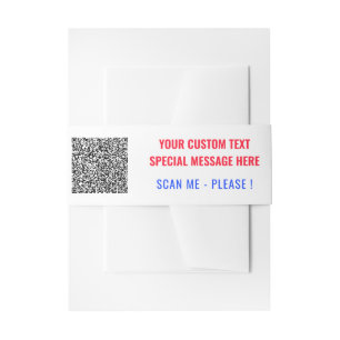 Uw aangepaste tekst en QR Code Belly Band Sjabloon Uitnodigingen Wikkel