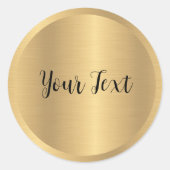 Uw aangepaste tekst Faux Gold Metallic Look Sjablo Ronde Sticker (Voorkant)