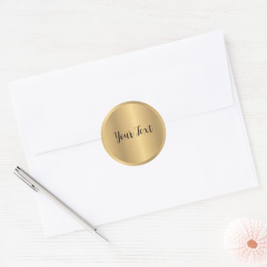 Uw aangepaste tekst Faux Gold Metallic Look Sjablo Ronde Sticker (Envelop)