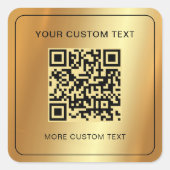 Uw aangepaste tekst Faux Gold scanbare QR-code Vierkante Sticker (Voorkant)