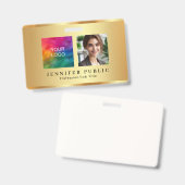 Uw aangepaste tekst foto bedrijf logo naam goud badge (Voor- en achterkant)