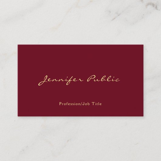 Uw aangepaste tekst Gold Color Calligraphy Script Visitekaartje (Voorkant)