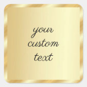 Uw aangepaste tekst goud sjabloon typografie scrip vierkante sticker (Voorkant)