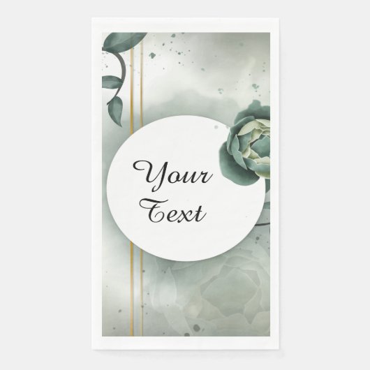 Uw aangepaste tekst - Groene bloei Gepersonaliseer Servet (Voorkant)