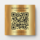 Uw aangepaste tekst Logo QR-code Faux Gold Glamour Fotoplaat (Voorkant)