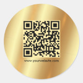 Uw aangepaste tekst Logo QR Code Gold gemakkelijk Ronde Sticker (Voorkant)