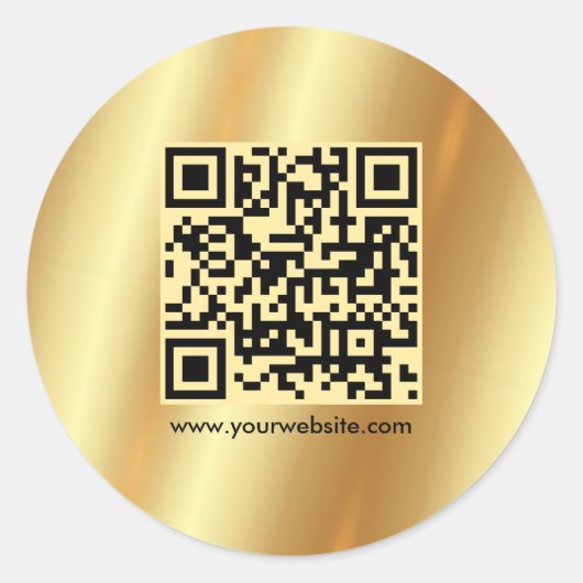 Uw aangepaste tekst Logo QR Code Gold gemakkelijk Ronde Sticker (Voorkant)
