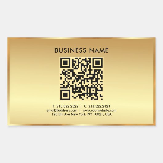 Uw aangepaste tekst Logo QR Code Sjabloon Gold Rechthoekige Sticker (Voorkant)