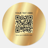 Uw aangepaste tekst Logo QR Code Sjabloon Gold Ronde Sticker (Voorkant)