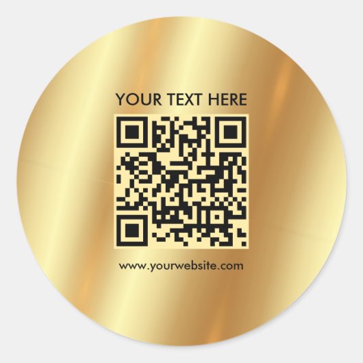Uw aangepaste tekst Logo QR Code Sjabloon Gold Ronde Sticker (Voorkant)