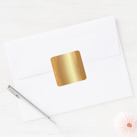 Uw aangepaste tekst Logo Sjabloon Faux Gold Blank Vierkante Sticker (Envelop)