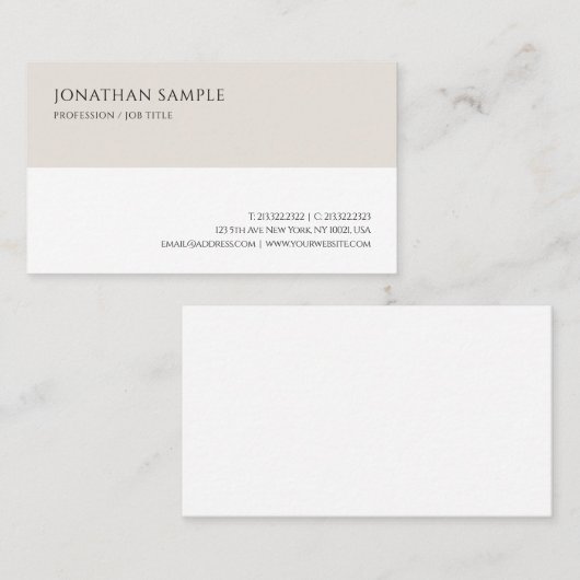 Uw aangepaste tekst Moderne Minimalistische Profes Visitekaartje (Voorkant / Achterkant)