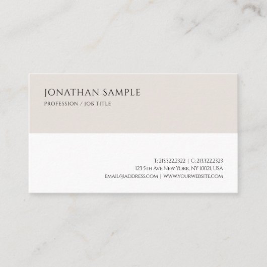 Uw aangepaste tekst Moderne Minimalistische Profes Visitekaartje (Voorkant)