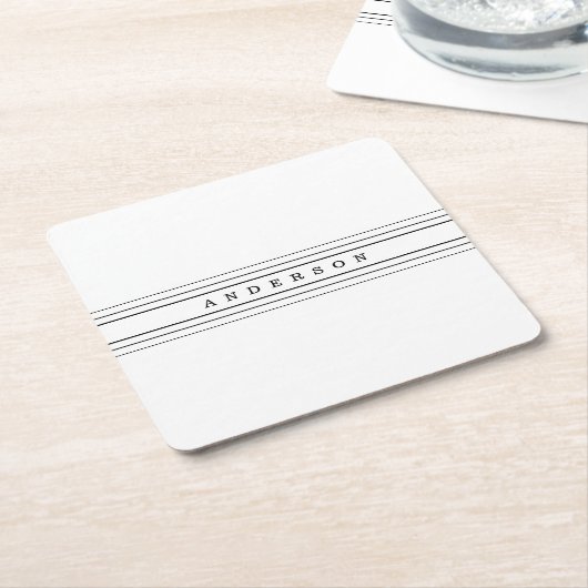 Uw aangepaste tekst & moderne strepen | Zwart & Wi Kartonnen Onderzetters (Schuin)