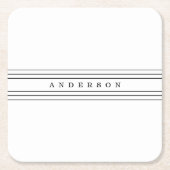 Uw aangepaste tekst & moderne strepen | Zwart & Wi Kartonnen Onderzetters (Voorkant)