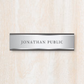 Uw aangepaste tekst naam sjabloon zwart & zilver deurbordje (Voorkant)