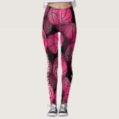 Uw aangepaste tekst op been girly roze basketbal leggings (Voorkant)