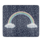 Uw aangepaste tekst op een regenboogstraal en wolk snijplank (Voorkant)