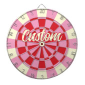 Uw aangepaste tekst op  roze en rood ontwerp dartbord (Voorkant)