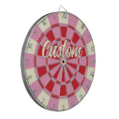 Uw aangepaste tekst op  roze en rood ontwerp dartbord (Voorkant Links)