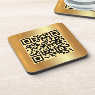 Uw aangepaste tekst QR-code Gold Logo Square Sjabl Bier Onderzetter
