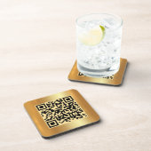 Uw aangepaste tekst QR-code Gold Logo Square Sjabl Bier Onderzetter (Rechterzijde)