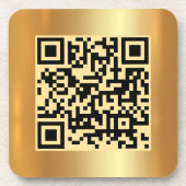 Uw aangepaste tekst QR-code Gold Logo Square Sjabl Bier Onderzetter (Voorkant)